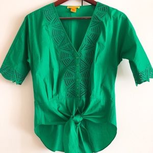 Catherine Malandrino green tie front blouse Size 2